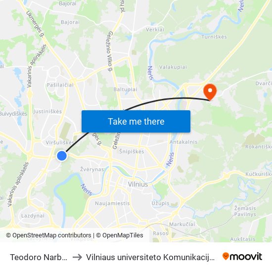 Teodoro Narbuto St. to Vilniaus universiteto Komunikacijos fakultetas map