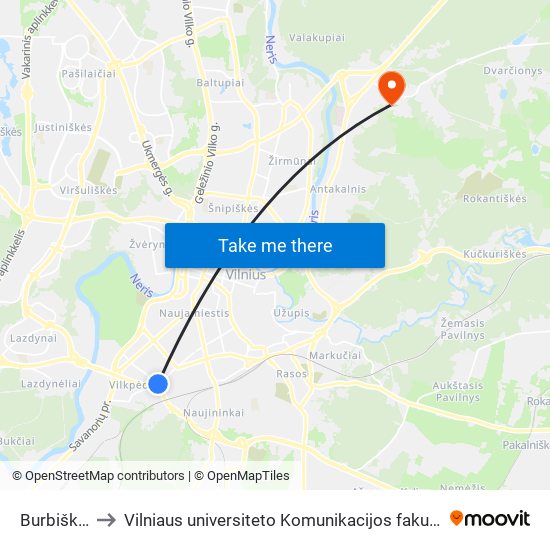 Burbiškės to Vilniaus universiteto Komunikacijos fakultetas map