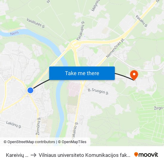 Kareivių St. to Vilniaus universiteto Komunikacijos fakultetas map