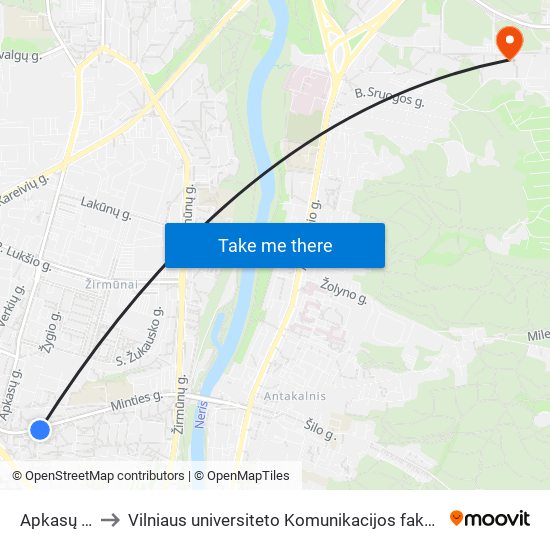 Apkasų St. to Vilniaus universiteto Komunikacijos fakultetas map