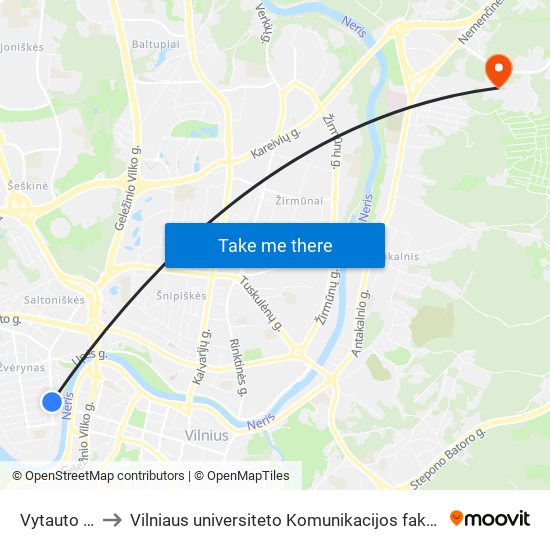 Vytauto St. to Vilniaus universiteto Komunikacijos fakultetas map