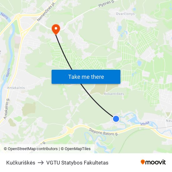 Kučkuriškės to VGTU Statybos Fakultetas map