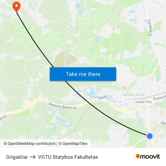 Grigaičiai to VGTU Statybos Fakultetas map