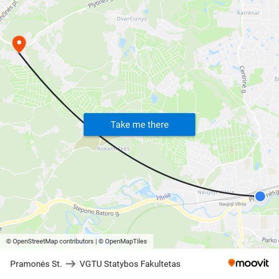 Pramonės St. to VGTU Statybos Fakultetas map