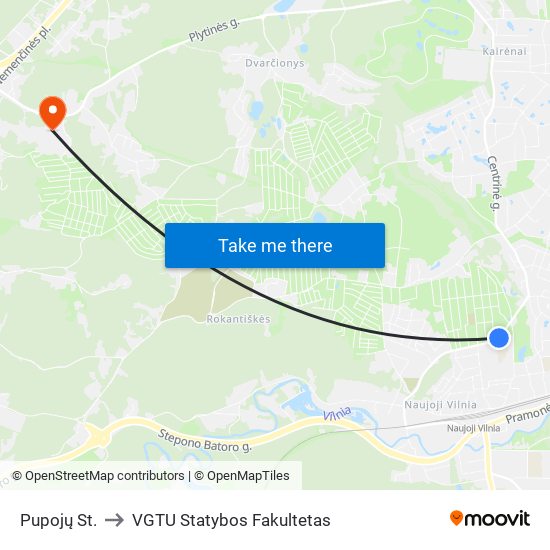 Pupojų St. to VGTU Statybos Fakultetas map