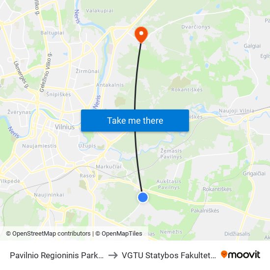 Pavilnio Regioninis Parkas to VGTU Statybos Fakultetas map