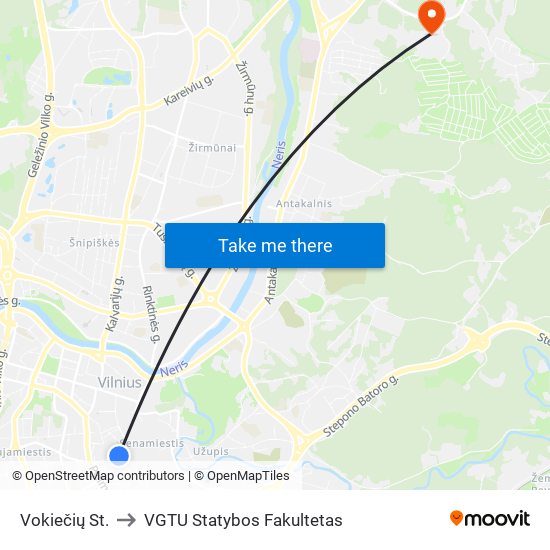 Vokiečių St. to VGTU Statybos Fakultetas map