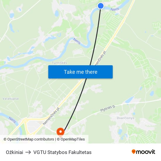 Ožkiniai to VGTU Statybos Fakultetas map