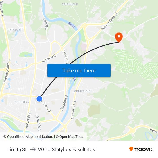 Trimitų St. to VGTU Statybos Fakultetas map