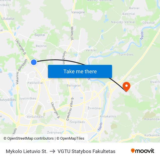 Mykolo Lietuvio St. to VGTU Statybos Fakultetas map