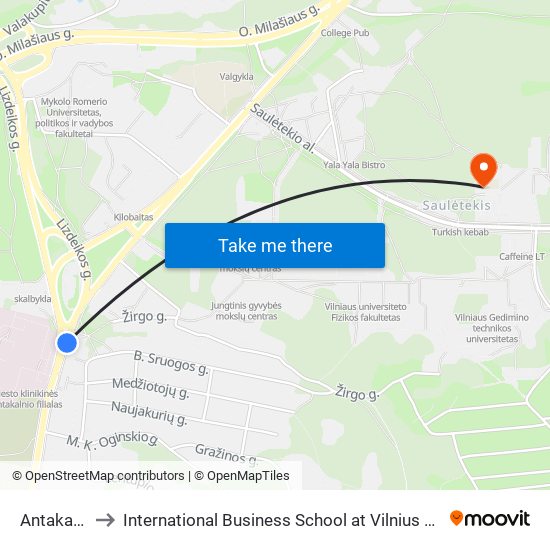 Antakalnis to International Business School at Vilnius university map