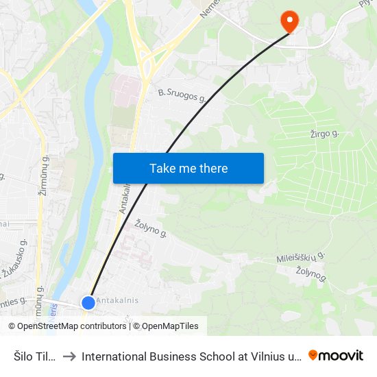 Šilo Tiltas to International Business School at Vilnius university map