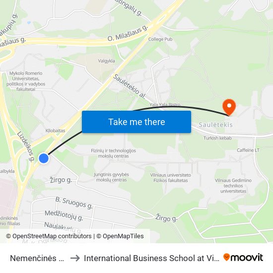 Nemenčinės Plentas to International Business School at Vilnius university map