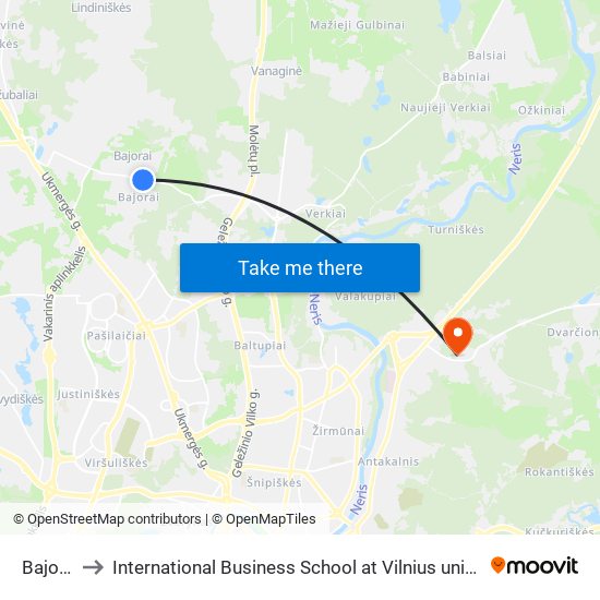 Bajorai to International Business School at Vilnius university map