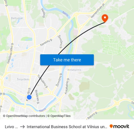 Lvivo St. to International Business School at Vilnius university map
