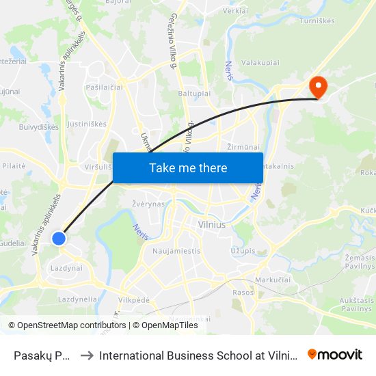 Pasakų Parkas to International Business School at Vilnius university map
