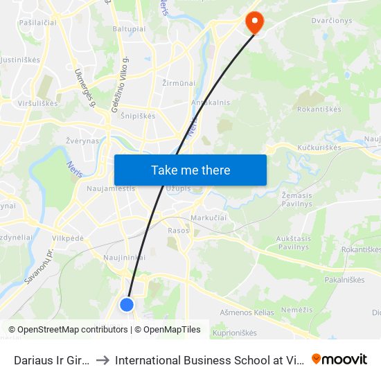 Dariaus Ir Girėno St. to International Business School at Vilnius university map