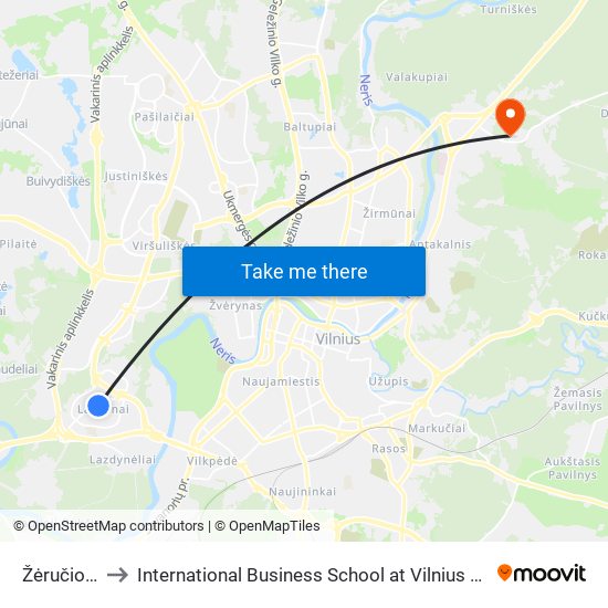 Žėručio St. to International Business School at Vilnius university map