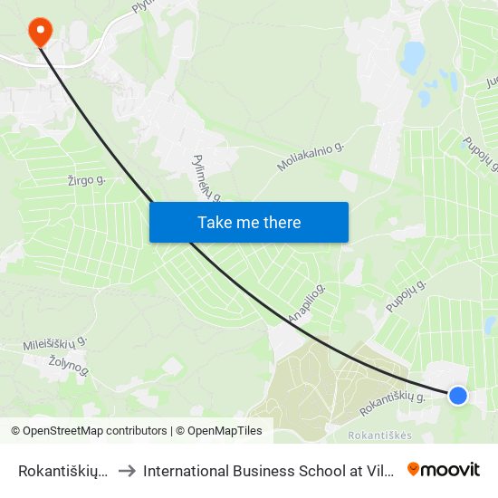 Rokantiškių Sodai to International Business School at Vilnius university map