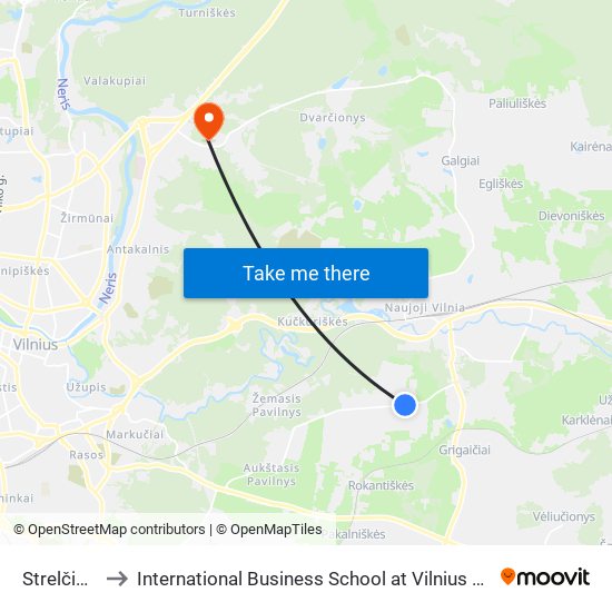 Strelčiukai to International Business School at Vilnius university map