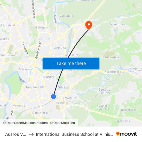 Aušros Vartai to International Business School at Vilnius university map