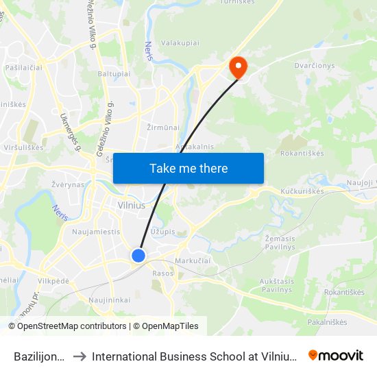 Bazilijonų St. to International Business School at Vilnius university map