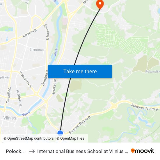 Polocko St. to International Business School at Vilnius university map