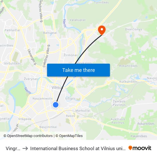 Vingriai to International Business School at Vilnius university map