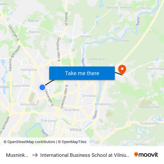 Musninkų St. to International Business School at Vilnius university map