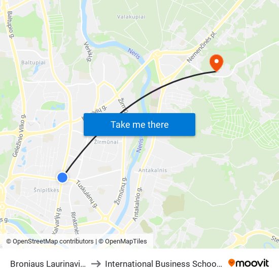 Broniaus Laurinavičiaus Skveras to International Business School at Vilnius university map