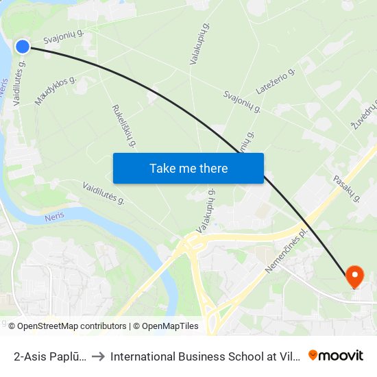 2-Asis Paplūdimys to International Business School at Vilnius university map