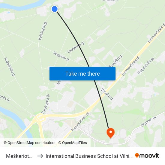 Meškeriotojų St. to International Business School at Vilnius university map