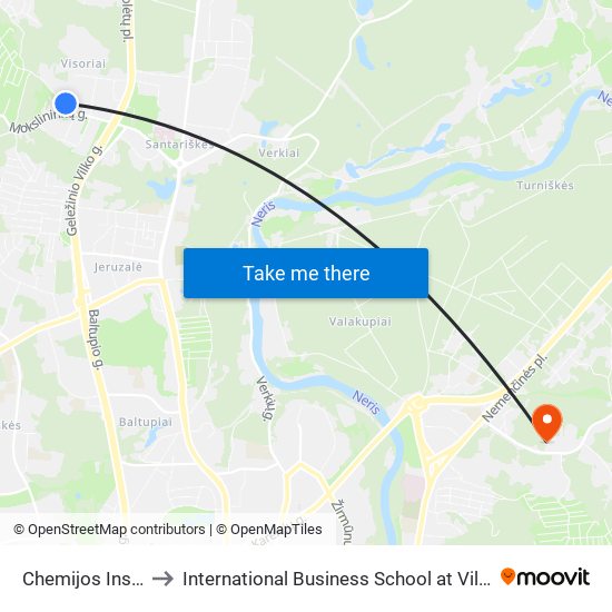 Chemijos Institutas to International Business School at Vilnius university map