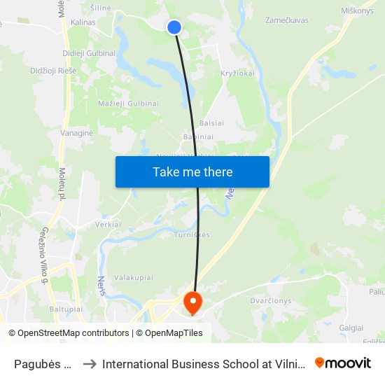 Pagubės Sodai to International Business School at Vilnius university map