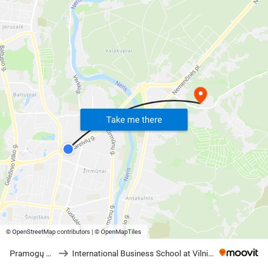 Pramogų Arena to International Business School at Vilnius university map