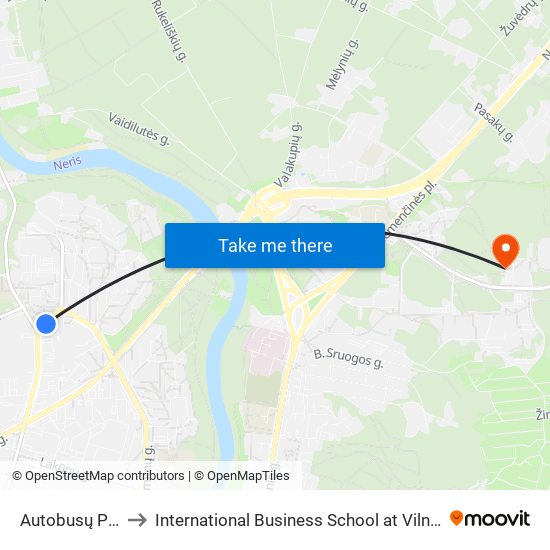 Autobusų Parkas to International Business School at Vilnius university map