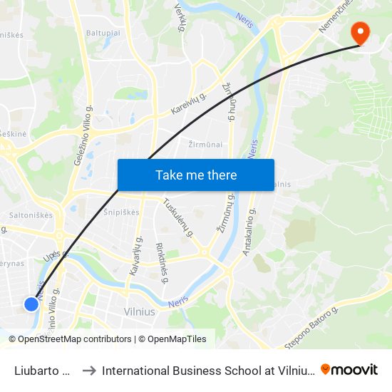 Liubarto Tiltas to International Business School at Vilnius university map