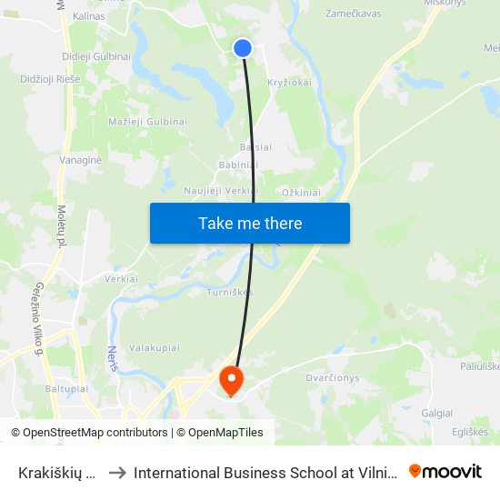 Krakiškių Sodai to International Business School at Vilnius university map