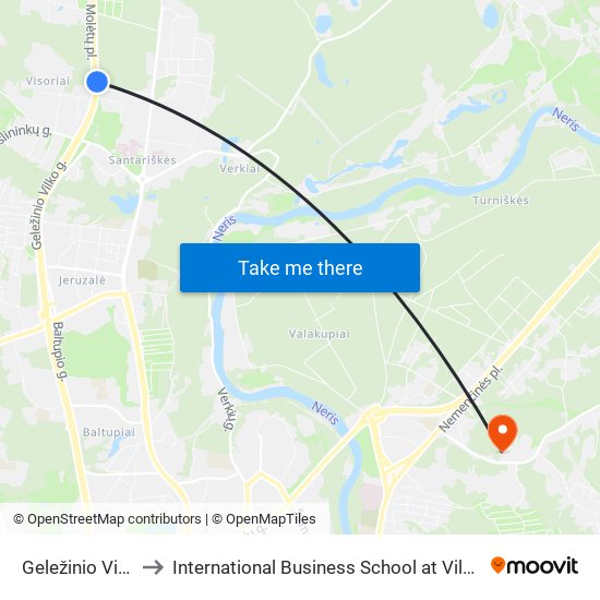Geležinio Vilko St. to International Business School at Vilnius university map
