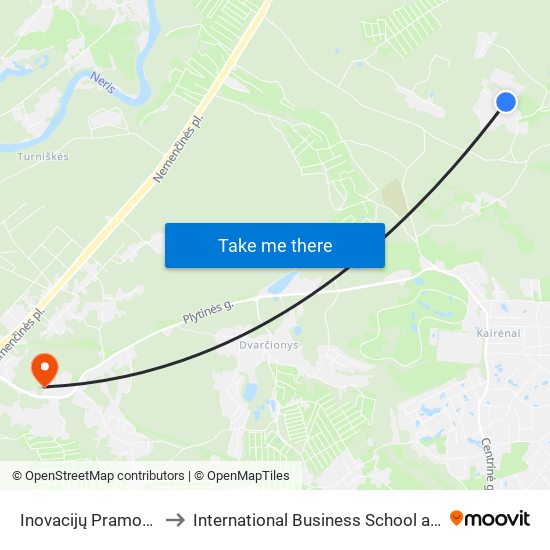 Inovacijų Pramonės Parkas to International Business School at Vilnius university map