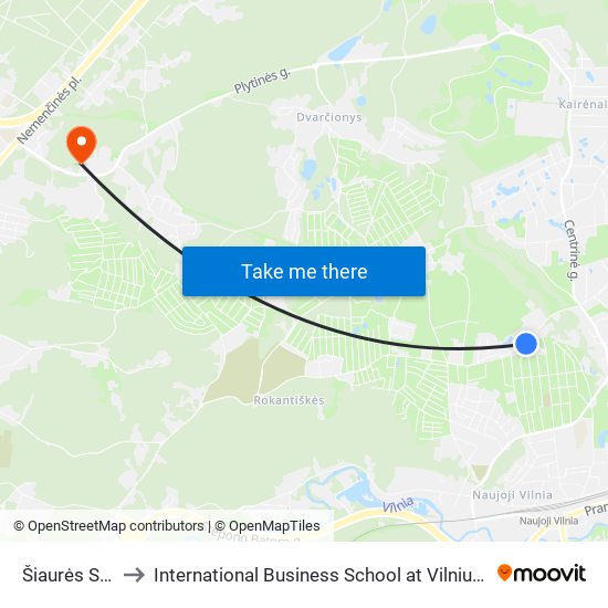 Šiaurės Sodai to International Business School at Vilnius university map