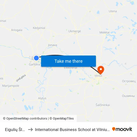 Eigulių Šlaitas to International Business School at Vilnius university map