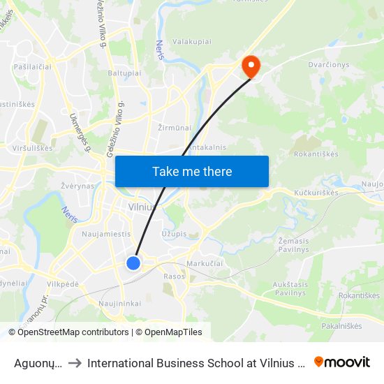 Aguonų St. to International Business School at Vilnius university map