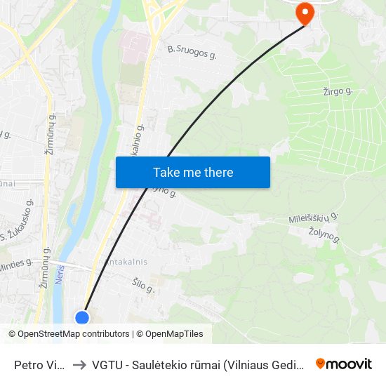 Petro Vileišio St. to VGTU - Saulėtekio rūmai (Vilniaus Gedimino technikos universitetas) map