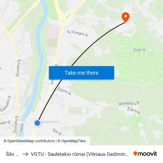 Šilo Tiltas to VGTU - Saulėtekio rūmai (Vilniaus Gedimino technikos universitetas) map