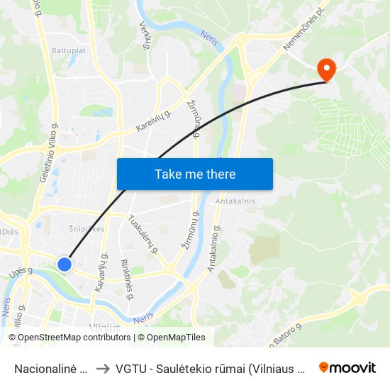 Nacionalinė Dailės Galerija to VGTU - Saulėtekio rūmai (Vilniaus Gedimino technikos universitetas) map