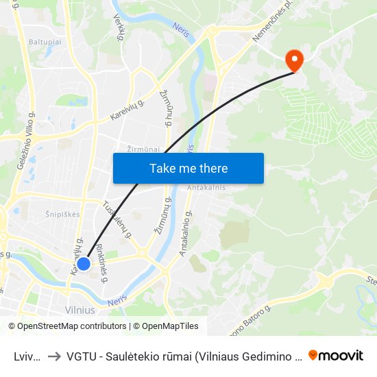 Lvivo St. to VGTU - Saulėtekio rūmai (Vilniaus Gedimino technikos universitetas) map