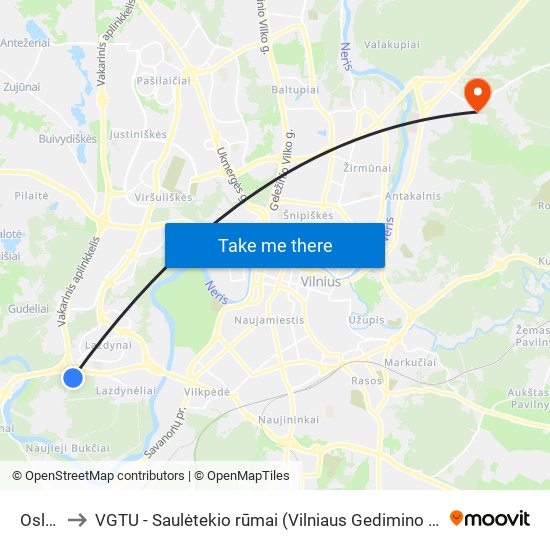 Oslo St. to VGTU - Saulėtekio rūmai (Vilniaus Gedimino technikos universitetas) map