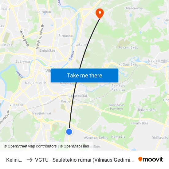 Kelininkų St. to VGTU - Saulėtekio rūmai (Vilniaus Gedimino technikos universitetas) map