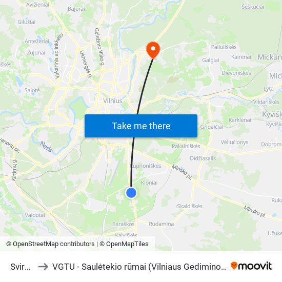 Svirno St. to VGTU - Saulėtekio rūmai (Vilniaus Gedimino technikos universitetas) map